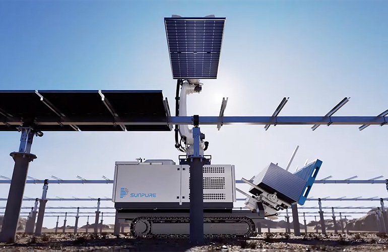sunpure-automated-module-installers-compatible-with-gamechange-solar-trackers