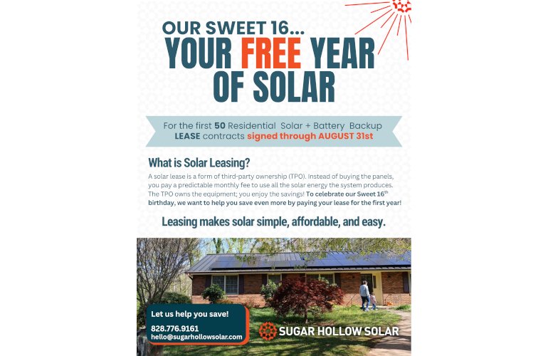 sugar-hollow-solar-celebrates-16th-anniversary-with-lease-payment-giveaway